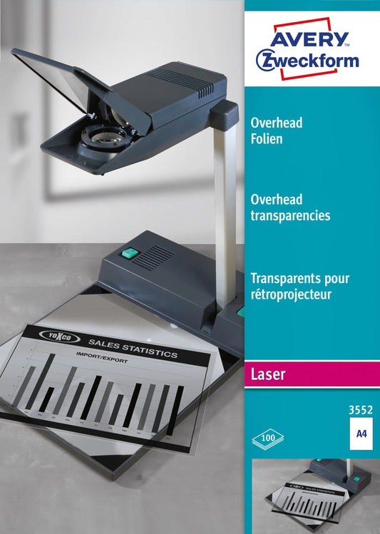 AVERY ZWECKFORM Overhead-Folie A4 3552 0,10mm Laser 100 Blatt Idealshop