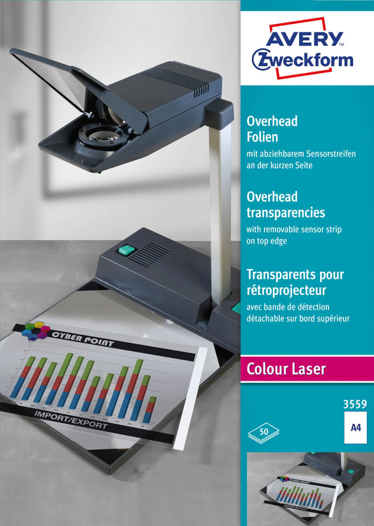 AVERY ZWECKFORM Overhead-Folie A4 3559 0,10mm Laser 50 Blatt Idealshop