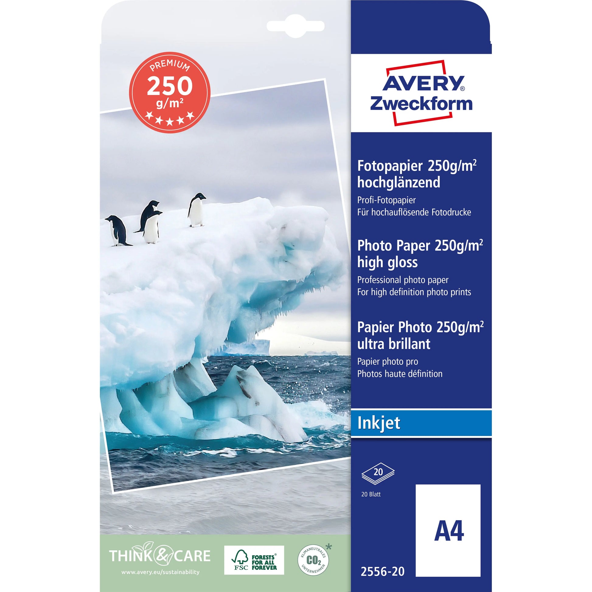 AVERY ZWECKFORM Superior InkJet Photo Paper A4 2556-20 250g 20 Blatt Idealshop