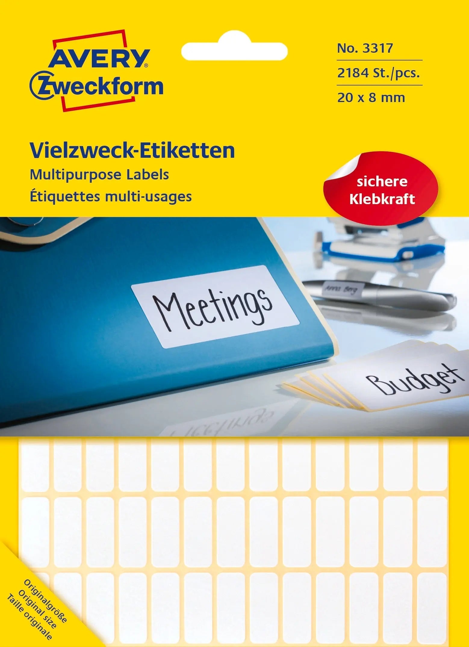 AVERY ZWECKFORM Universaletiketten 20x8mm 3317 weiss 2184 Stk./28 Bl. Idealshop