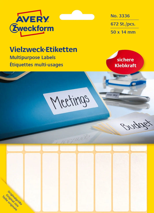 AVERY ZWECKFORM Universaletiketten 50x14mm 3336 weiss 672 Stk./28 Bl. Idealshop