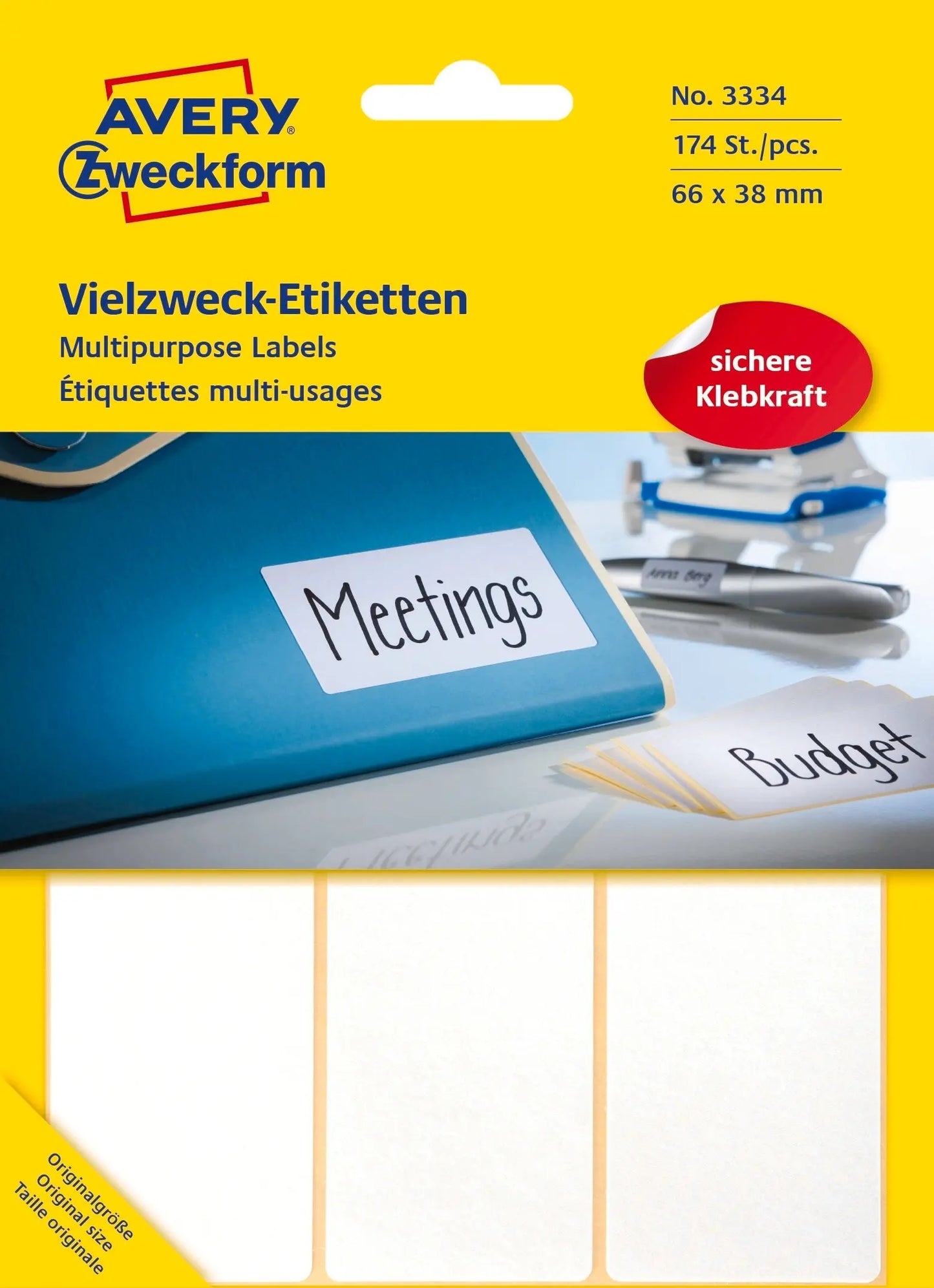 AVERY ZWECKFORM Universaletiketten 66x38mm 3334 weiss 174 Stk./29 Bl. Idealshop