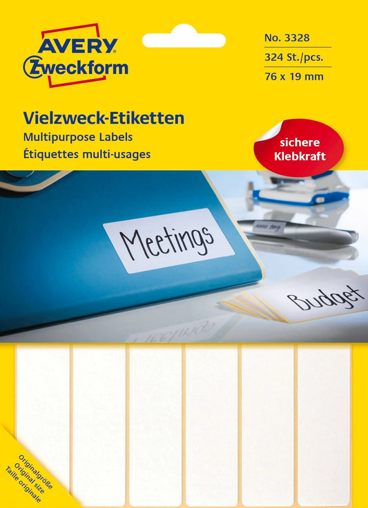 AVERY ZWECKFORM Universaletiketten 76x19mm 3328 weiss 324 Stk./27 Bl. Idealshop