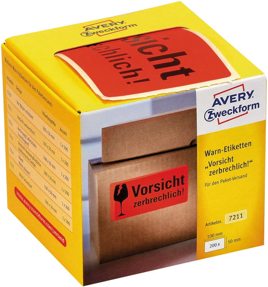 AVERY ZWECKFORM Warnetiketten 100x50mm 7211 neonrot 200 Stück Idealshop