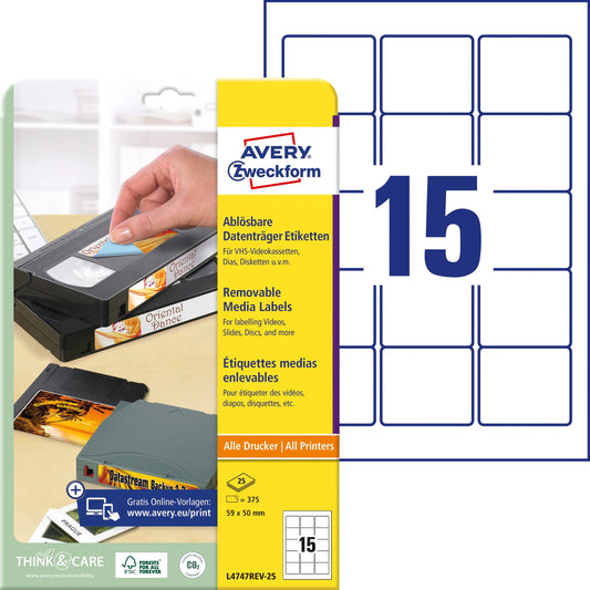 AVERY ZWECKFORM Zip-Disketten 59x50mm L4747REV2 375 Stück Idealshop