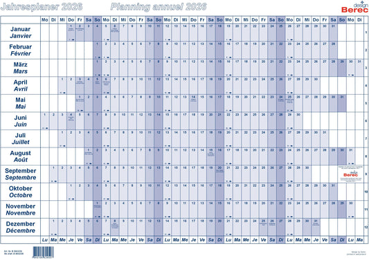 BEREC Papierjahresplaner 2026 B 5602/26 1J/1S blau A2 Idealshop