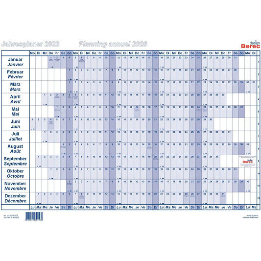 BEREC Papierjahresplaner 2026 B 5605/26 1J/1S blau A5 Idealshop