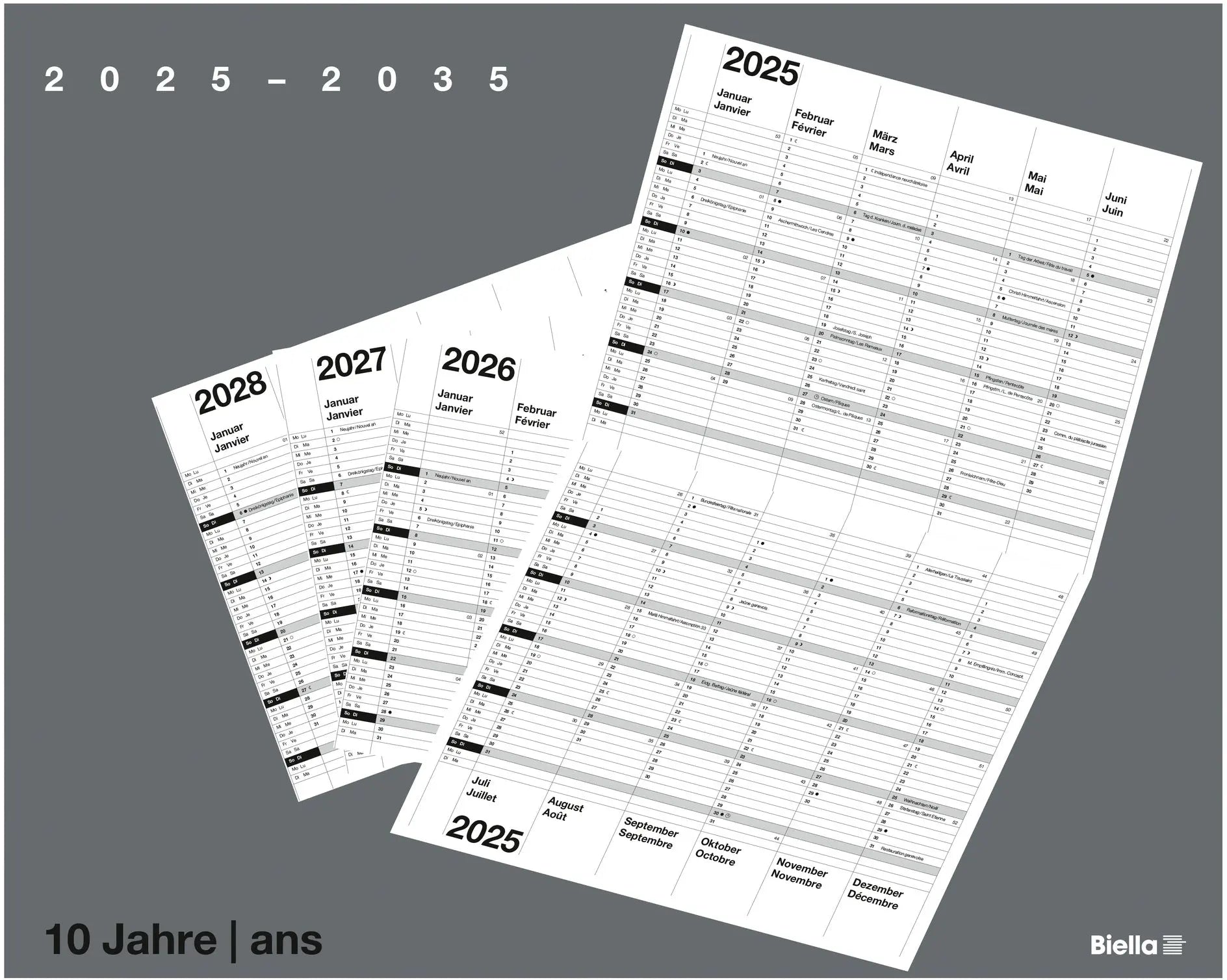 BIELLA    10-Jahreskalender Wire-O  2025 Idealshop