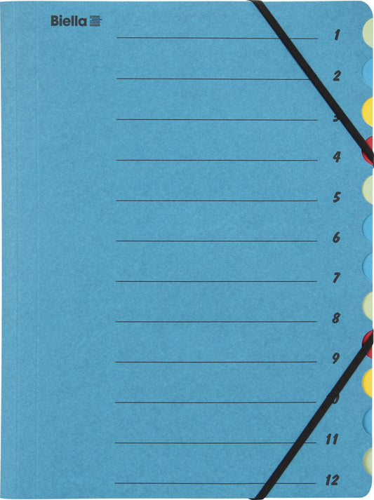 BIELLA Fächermappe A4 32841205U blau 12-teilig Idealshop