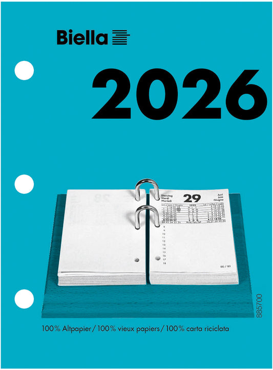 BIELLA Umlegeblock 2026 885700000026U 1T/1S grau/schwarz ML 8x10.8cm Idealshop