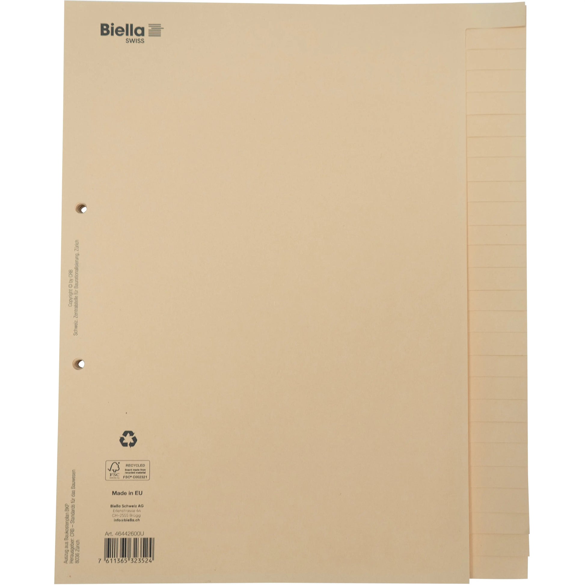 BIELLA Bauabrechnungsregister A4 46442600U braun blanko 26-teilig Idealshop