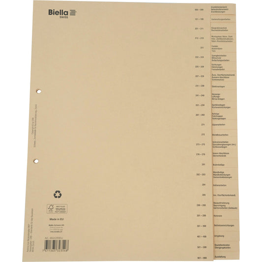 BIELLA Bauabrechnungsregister A4 46442690U braun DE 26-teilig Idealshop