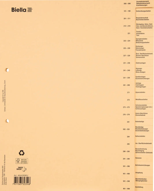 BIELLA    Bauabrechnungsregister      A4 Idealshop