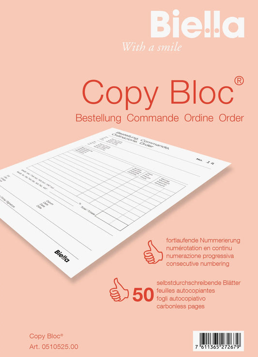 BIELLA Bestellschein COPY-BLOC D/F A5 51052500U selbstdurchschreib. 50x2 Blatt Idealshop