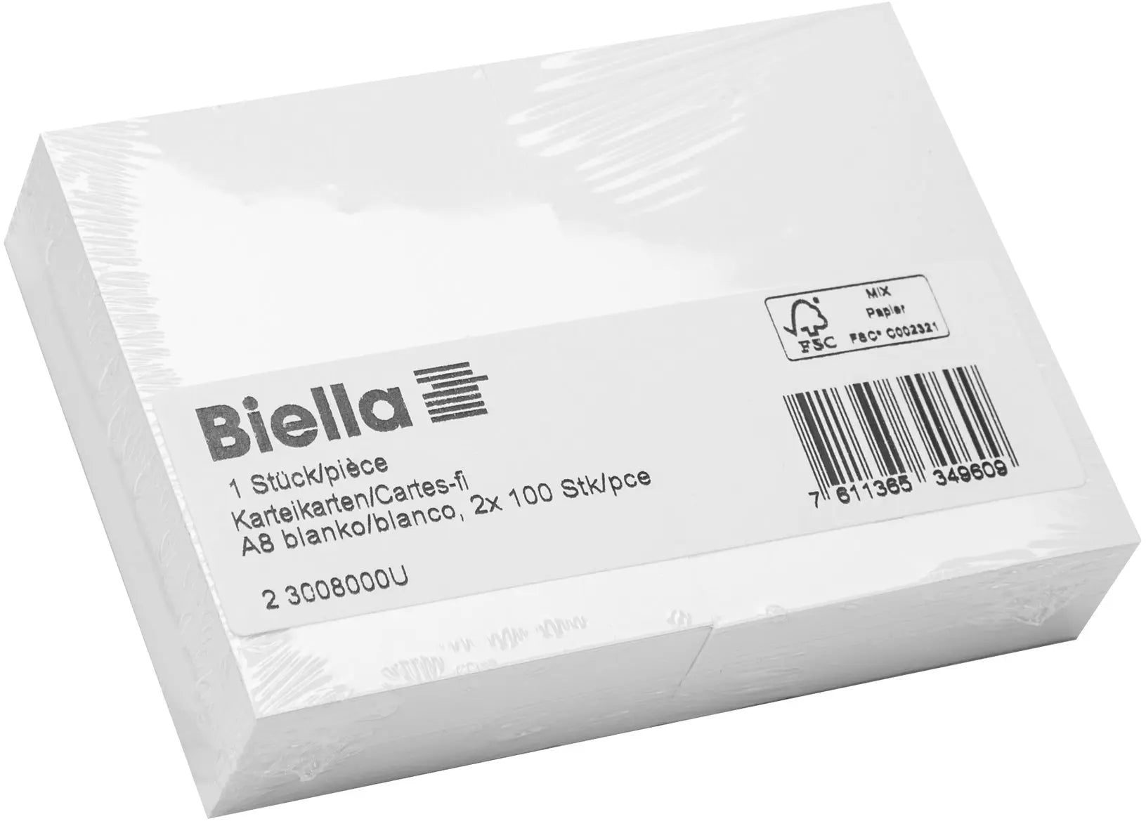 BIELLA Karteikarten blanko A8 23008000U weiss 200 Stück Idealshop