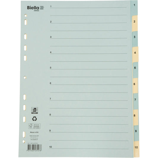 BIELLA Kartonregister 210g A4 46244000U blau/gelb 1-10 Idealshop