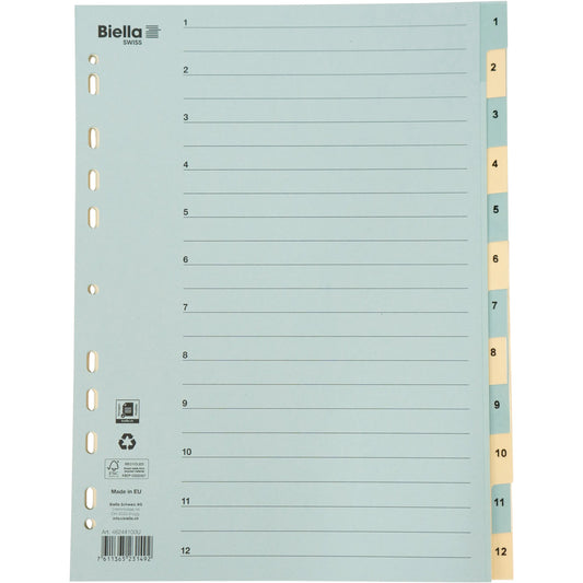 BIELLA Kartonregister 210g A4 46244100U blau/gelb 1-12 Idealshop