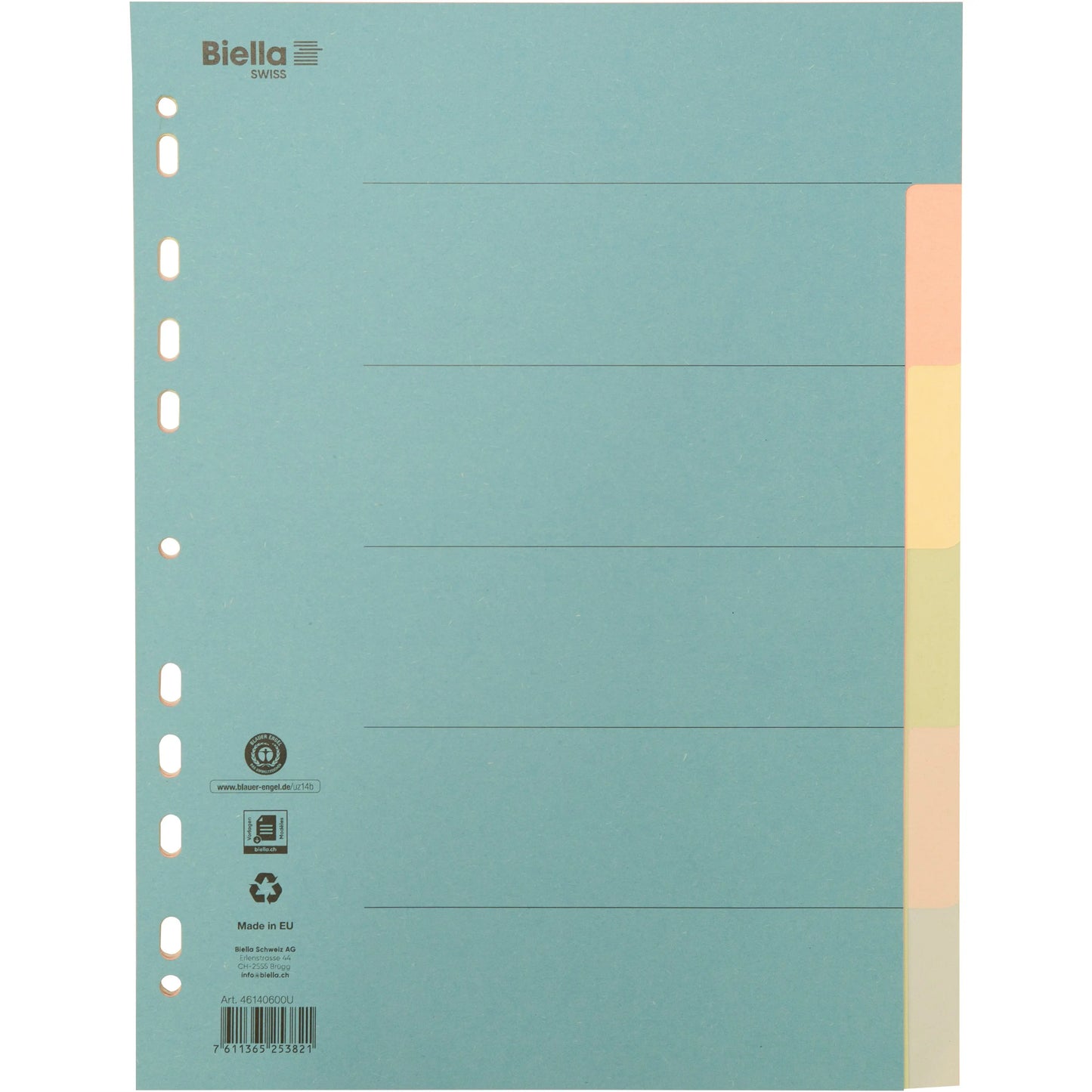 BIELLA Kartonregister A4 46140600U bunt 6-teilig Idealshop