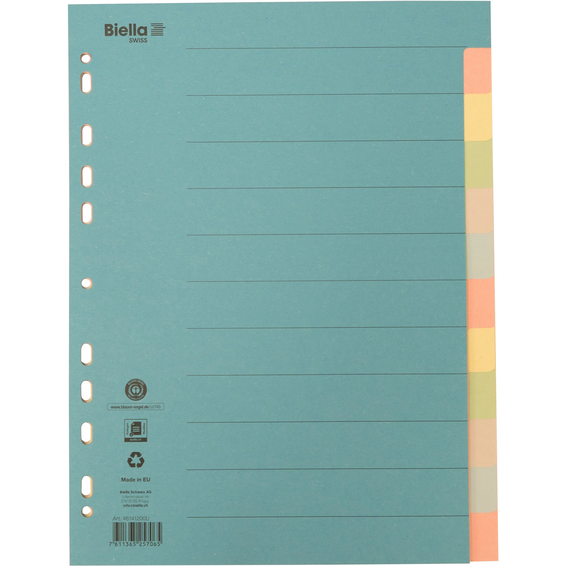 BIELLA Kartonregister A4 46141200U bunt 12-teilig Idealshop