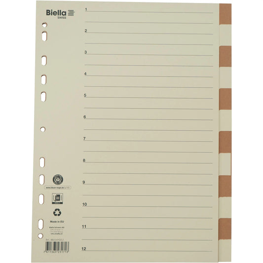 BIELLA Kartonregister A4 46444100U braun/beige 12-teilig Idealshop