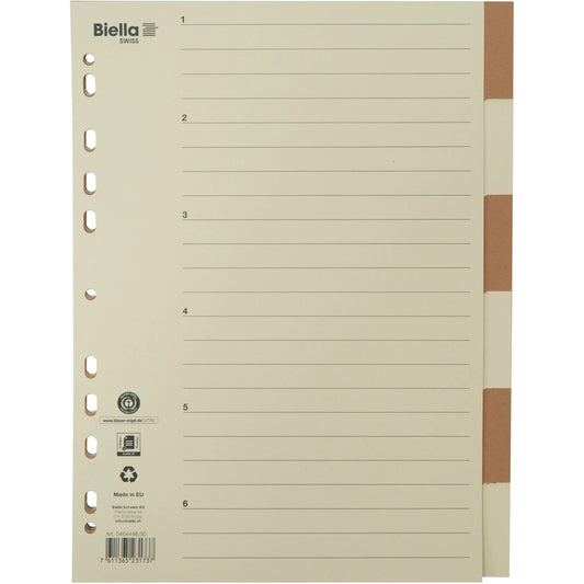 BIELLA Kartonregister A4 46444600U braun/beige 6-teilig Idealshop