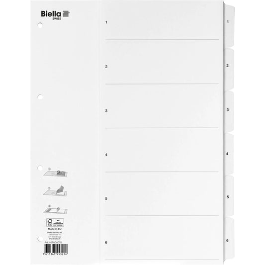 BIELLA Kartonregister SmartIndex A4 46940601U weiss 1-6 Idealshop