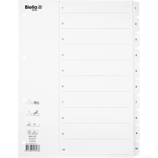 BIELLA Kartonregister SmartIndex A4 46941001U weiss 1-10 Idealshop