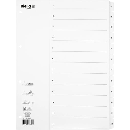 BIELLA Kartonregister SmartIndex A4 46941201U weiss 1-12 Idealshop