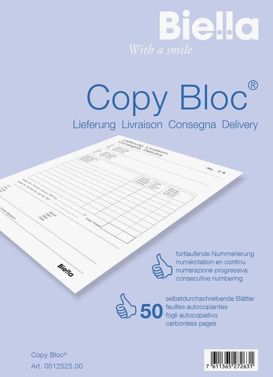 BIELLA Liefers. COPY-BLOC D/F/I/E A5 51252500U selbstdurchschreib. 50x2 Blatt Idealshop