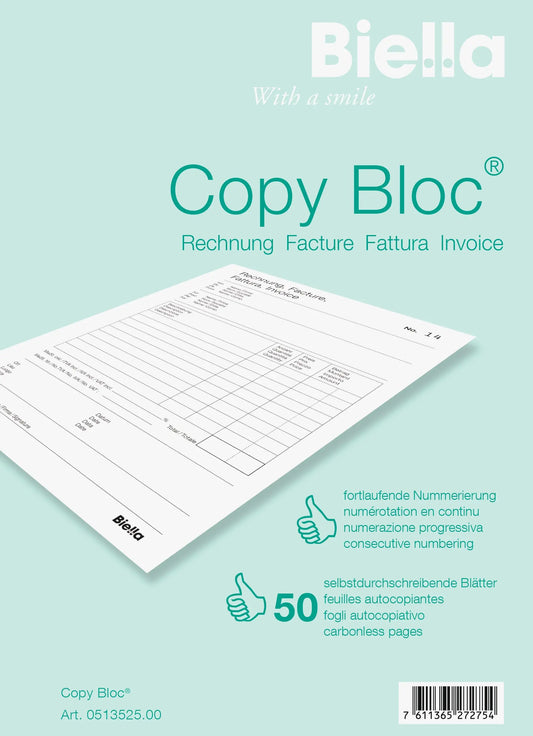 BIELLA Rechnung COPY-BLOC D/F A5 51352500U selbstdurchschreib. 50x2 Blatt Idealshop