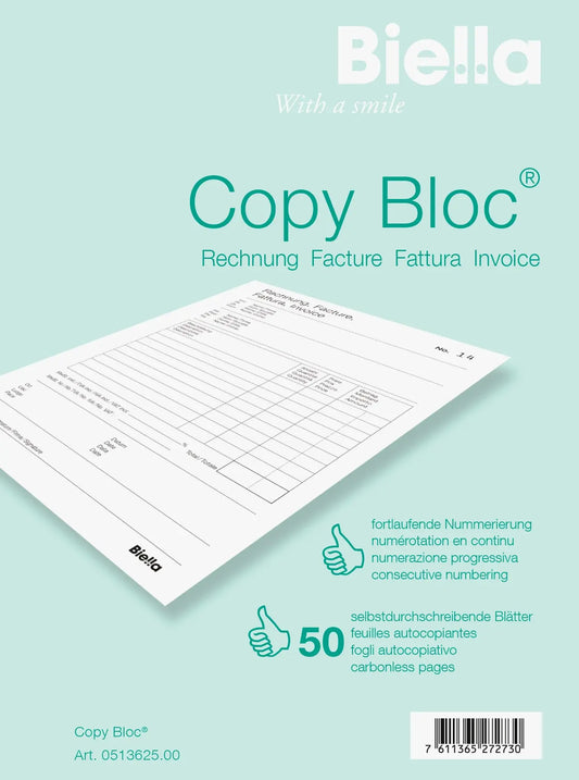 BIELLA Rechnung COPY-BLOC D/F A6 51362500U selbstdurchschreib. 50x2 Blatt Idealshop