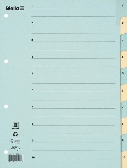 BIELLA    Register Karton blau/gelb   A4 Idealshop