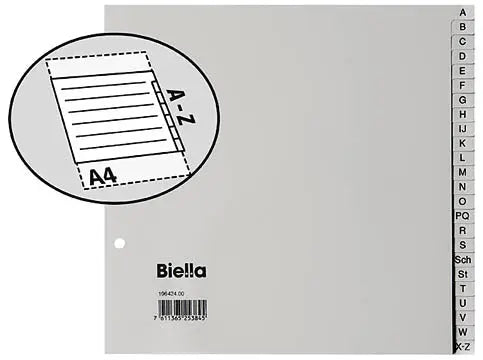 BIELLA Register PP A4 1/2 H. 19642400U grau A-Z 24-teilig Idealshop