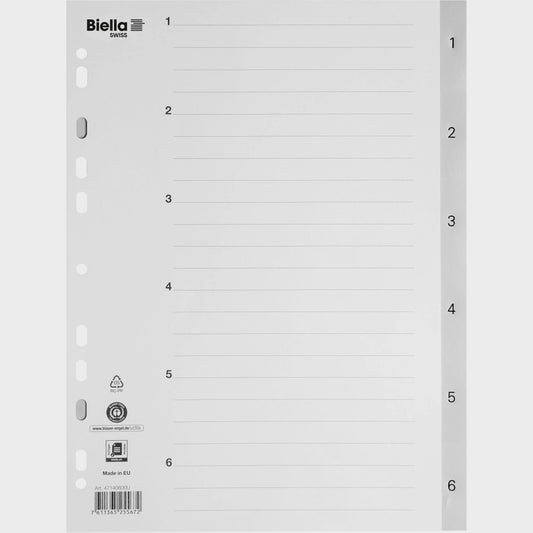 BIELLA Register PP A4 47140600U grau 1-6 Idealshop