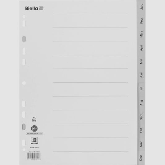 BIELLA Register PP A4 47141390U grau Jan-Dez DE Idealshop