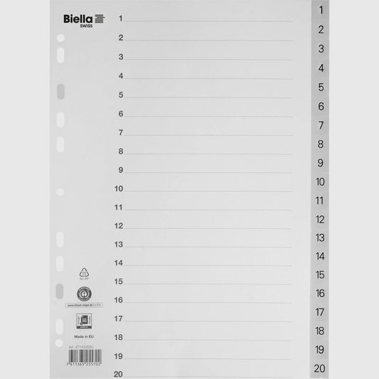 BIELLA Register PP A4 47142000U grau 1-20 Idealshop