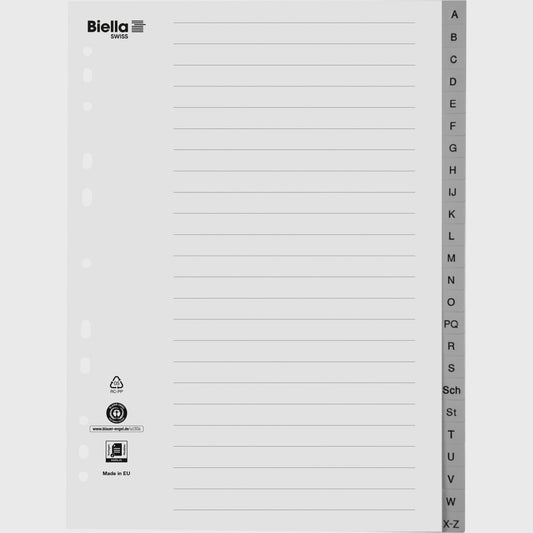 BIELLA Register PP A4 47142400U grau A-Z 24-teilig Idealshop