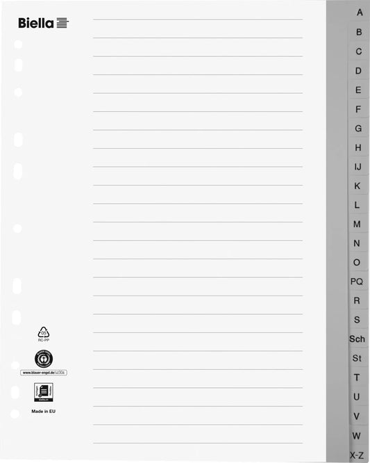 BIELLA Register PP A4+ 47842400U grau A-Z 24-teilig Idealshop