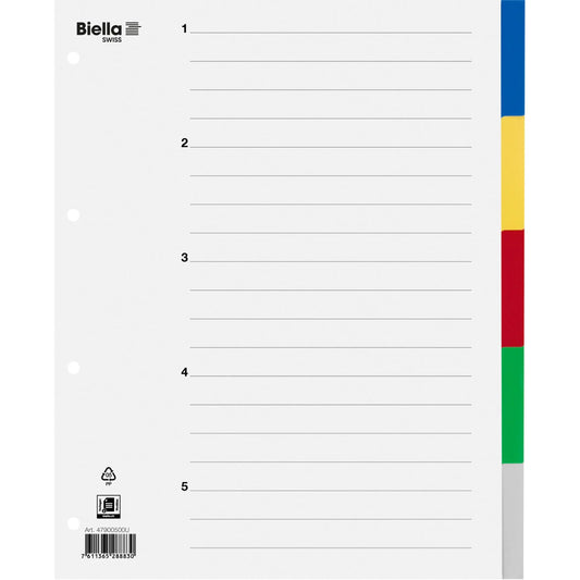BIELLA Register PP A4+ 47900500U farbig 5-teilig Idealshop