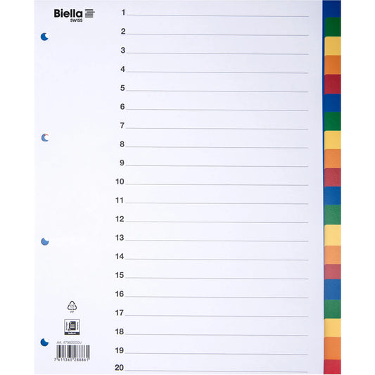BIELLA Register PP A4+ 47902000U farbig 20-teilig Idealshop