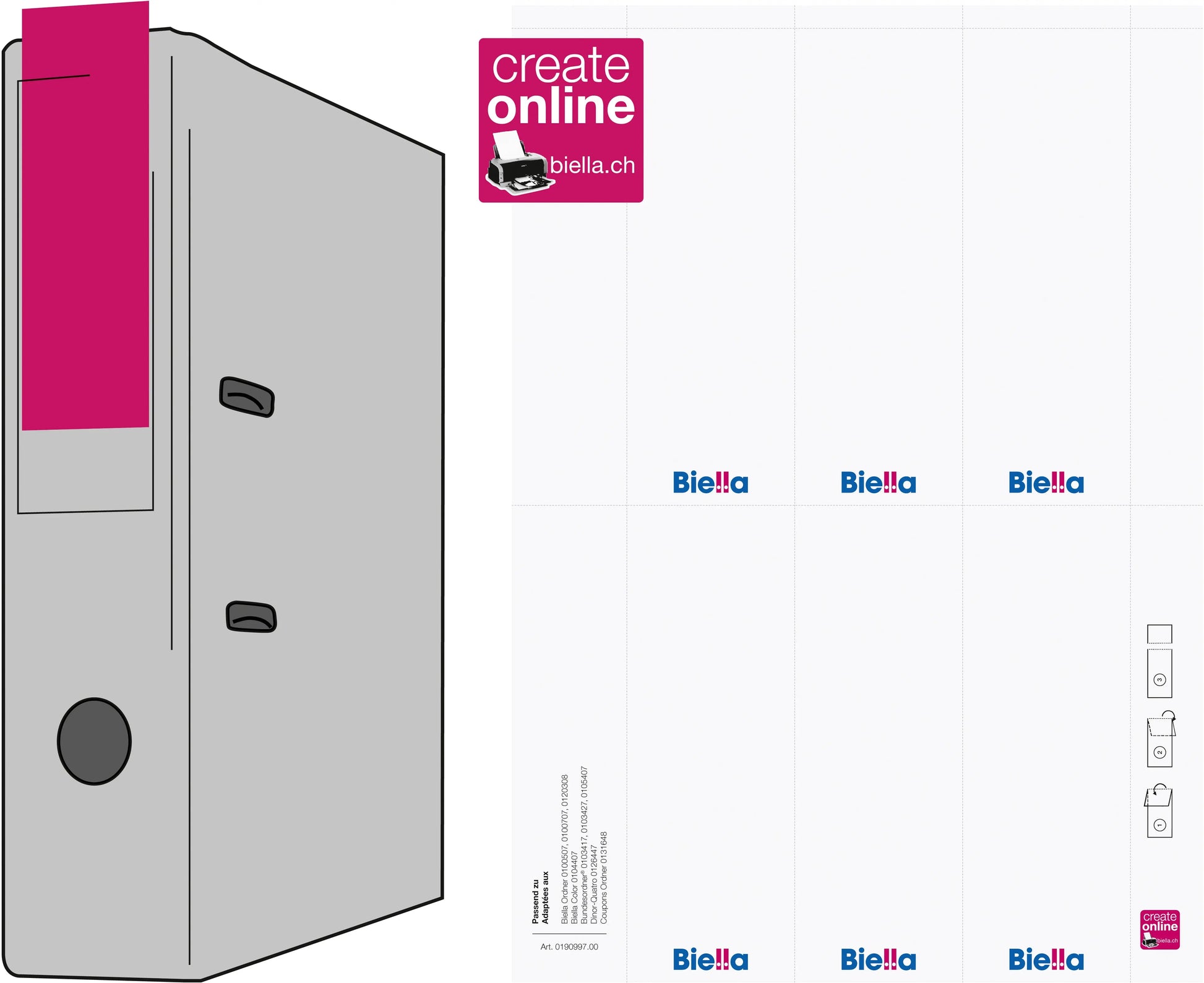 BIELLA Rückenschild Ordner 51x145mm 19099700U für 7cm Rücken 60 Stück Idealshop