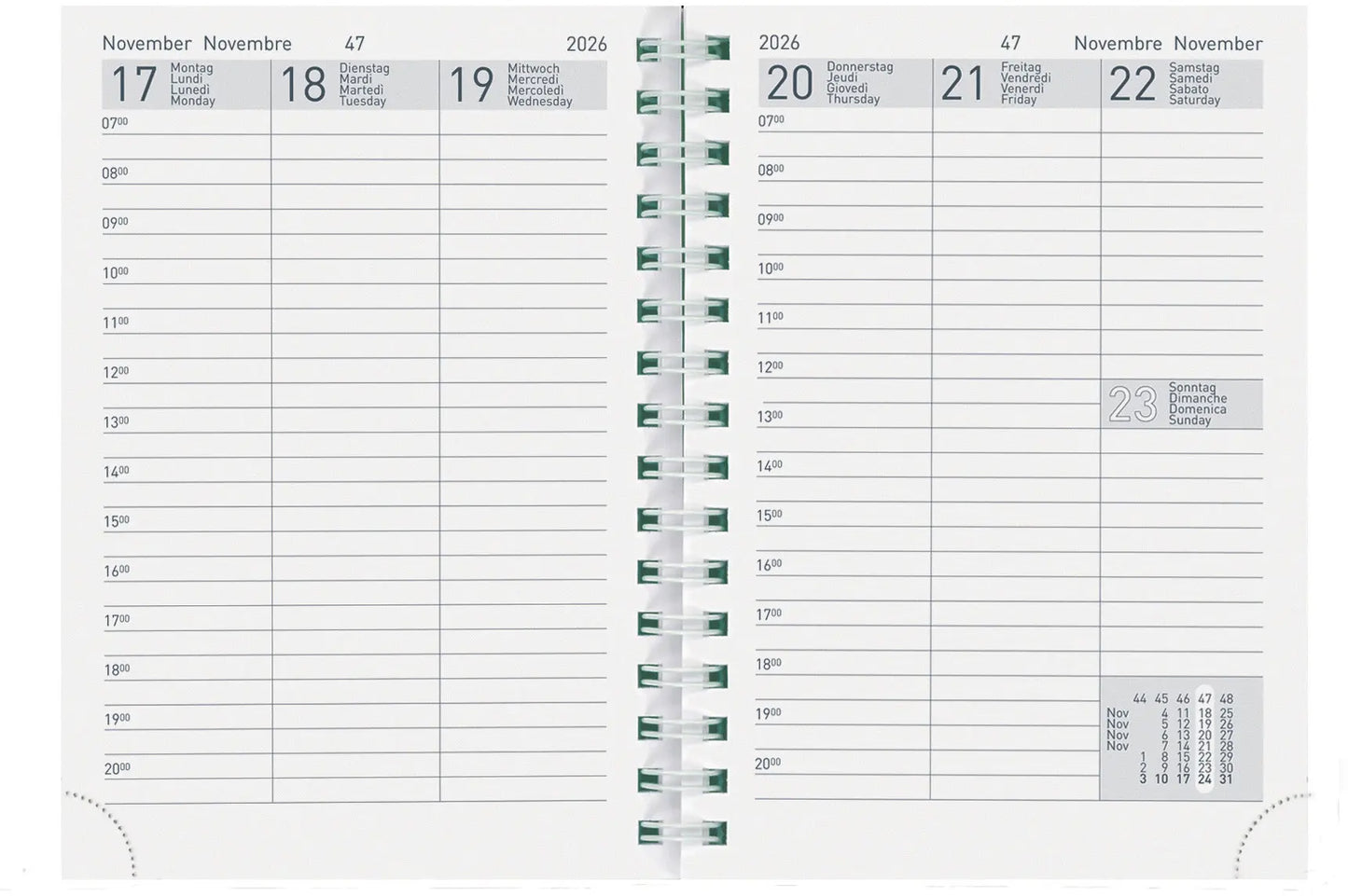 BIELLA Taschenagenda Rex Wire-O 2026 825778000026U 1W/2S Ersatz ML 10.1x14.2cm Idealshop