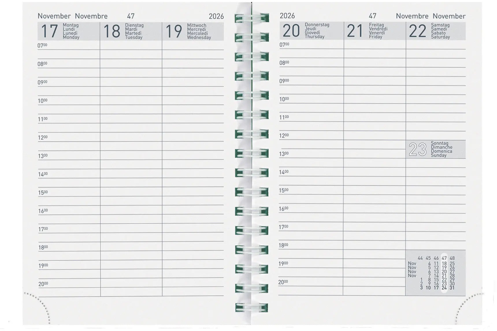 BIELLA Taschenagenda Rex Wire-O 2026 825778000026U 1W/2S Ersatz ML 10.1x14.2cm Idealshop