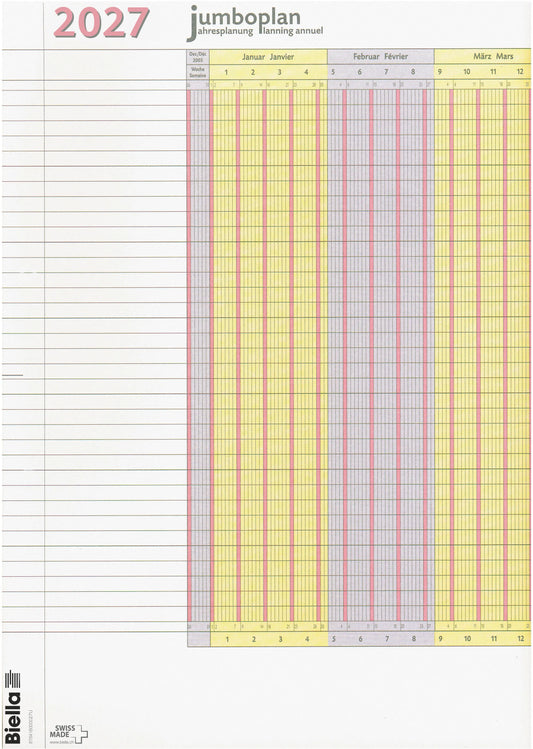 BIELLA Wandplaner Jumbo 2 Stk. 2027 876418000027U 1J/1S weiss 64.5x29.7cm Idealshop