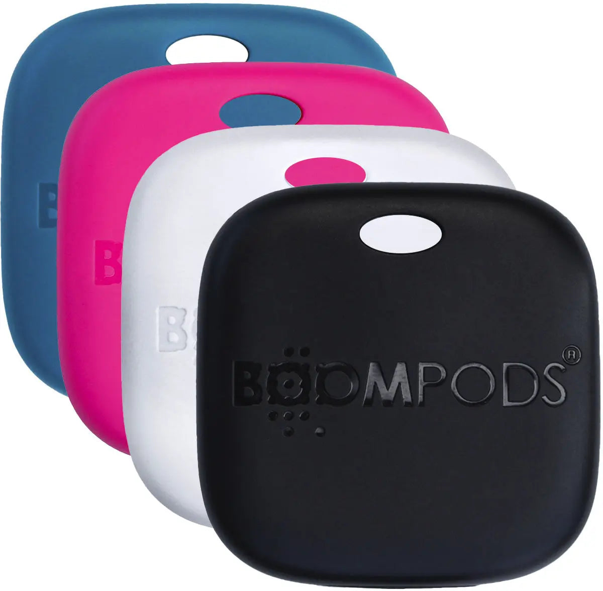 BOOMPODS Boomtag Rechargeable Multi TAGRE4 Black, Blue, White, and Pink Idealshop