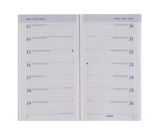 BREPOLS Agenda Breplan 2026 0.774.9900 1W/1S Ersatz weiss 9x16cm Idealshop