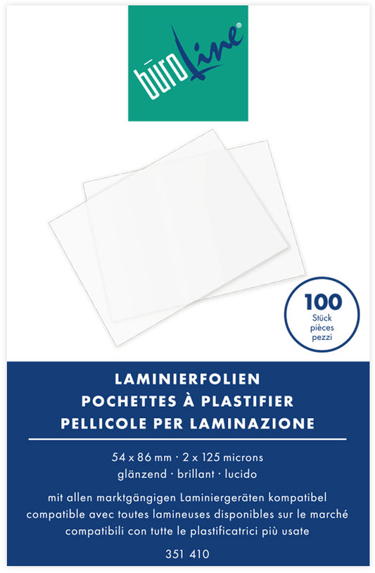 BÜROLINE  Laminiertasche         54x86mm