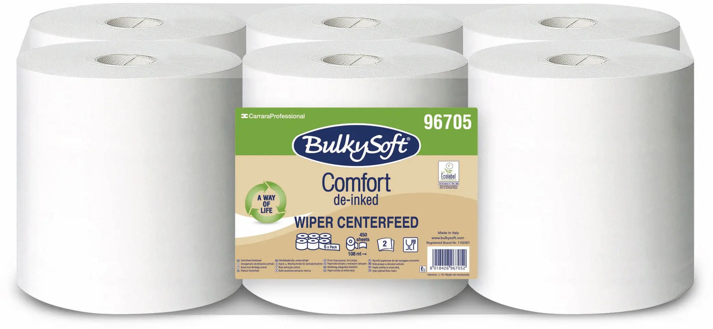 BULKYSOFT Putztuchrolle 2-lagig 19x24cm 32977 Midi Comfort weiss,recyc 6 Rl. Idealshop