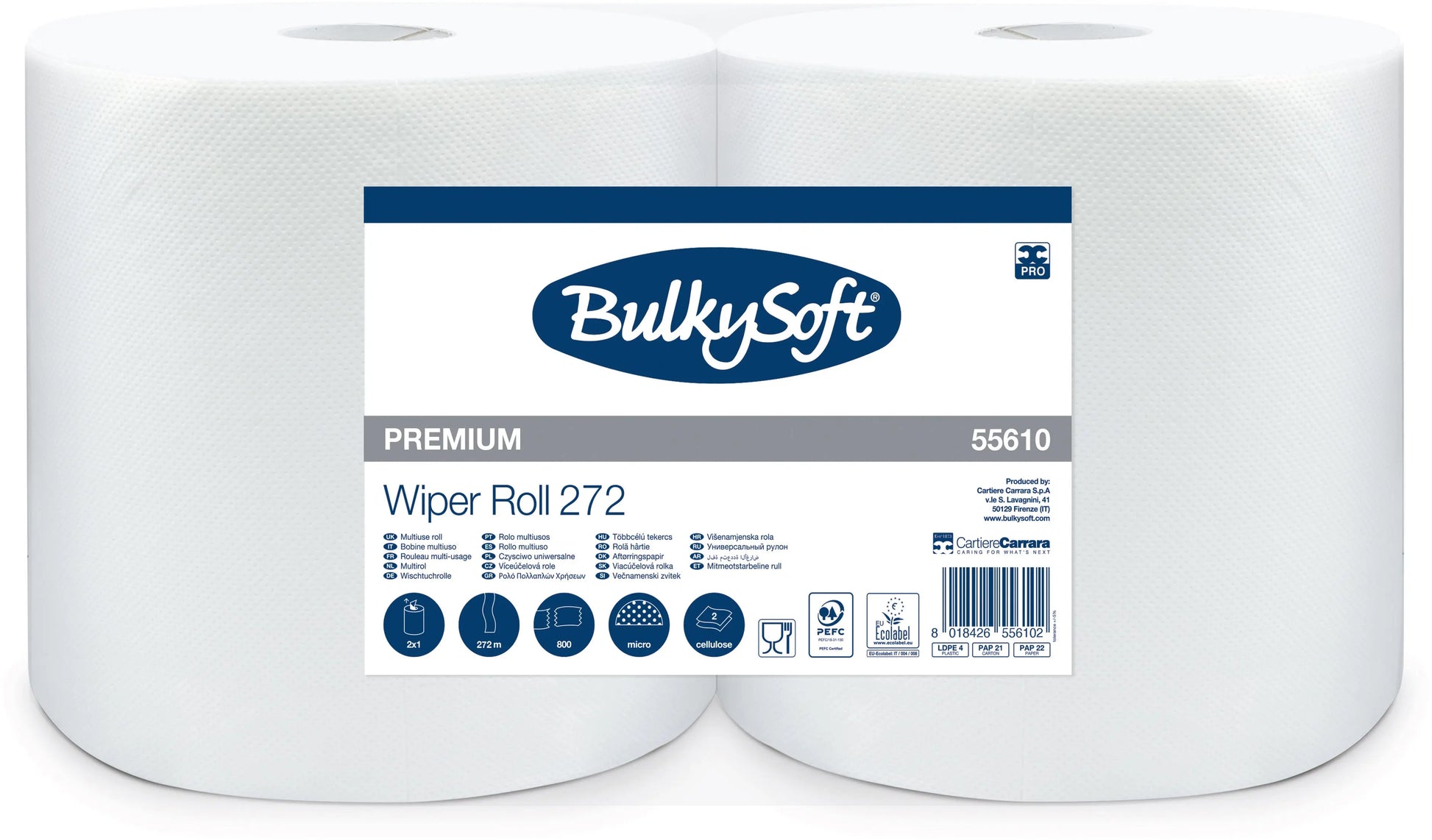 BULKYSOFT Putztuchrolle 2-lagig 26x34cm 26136 weiss 2 Rollen Idealshop