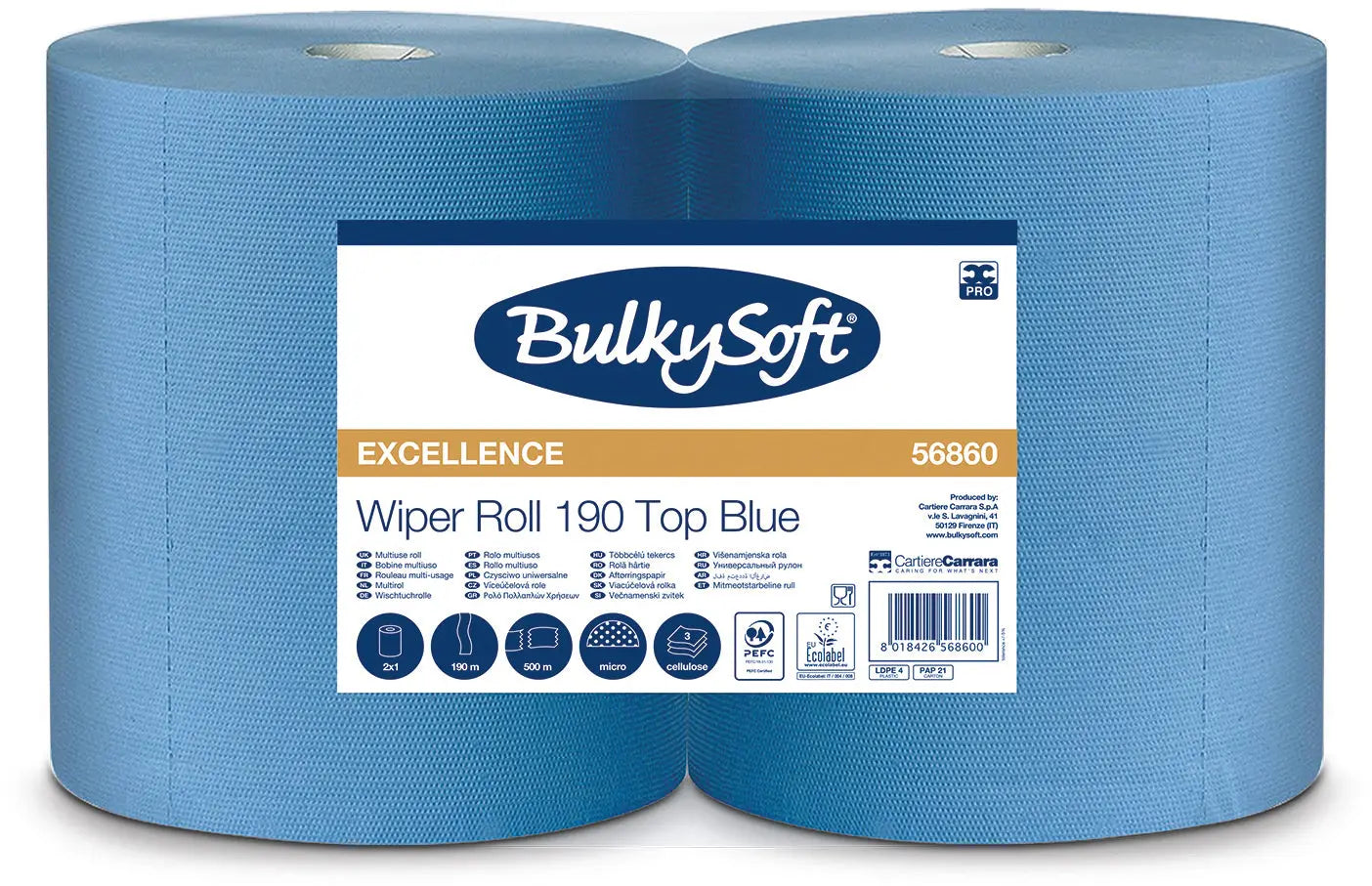 BULKYSOFT Putztuchrolle 3-lagig 38x36cm 26261 blau 2 Rollen Idealshop